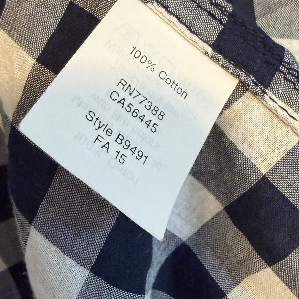 J. Crew Navy & White Gingham Button Down Shirt Single Front Pocket 100% Cotton - Picture 5 of 5